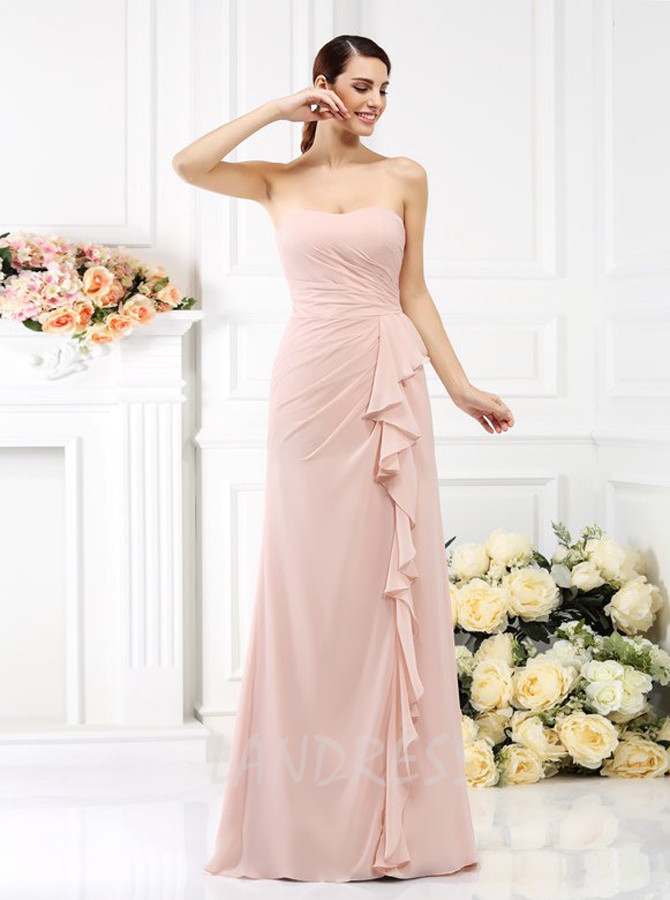 Blush pink clearance fitted bridesmaid dresses