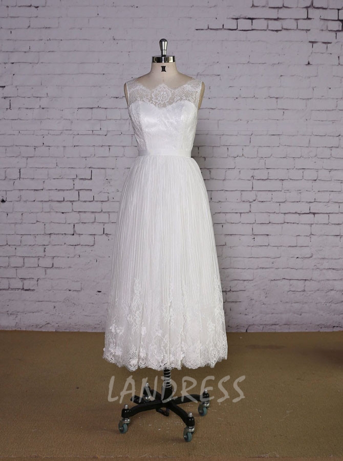 Boho Tea Length Wedding Dress Wedding Reception Dress Short