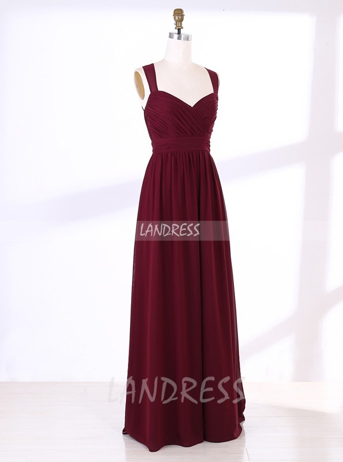 Long wine best sale colored bridesmaid dresses