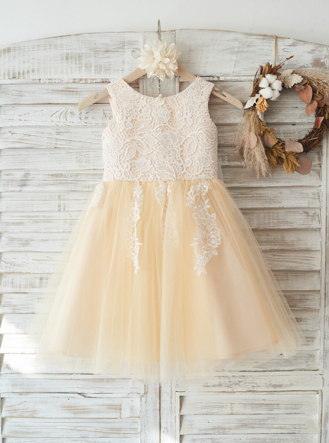 Champagne colored little sale girl dresses