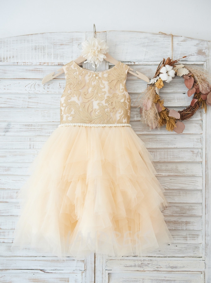 Little girl hotsell champagne dress