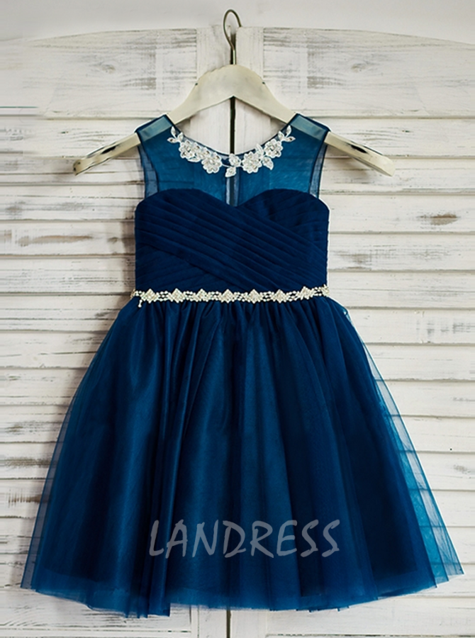 Dark navy sales flower girl dress