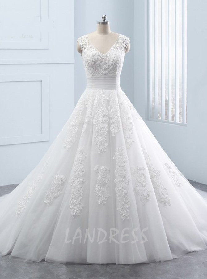 Elegant A line Wedding Dresses Cutout Wedding Dress Customize