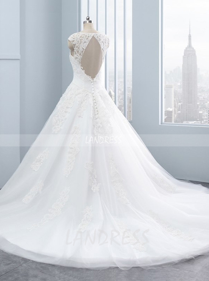 Elegant A line Wedding Dresses Cutout Wedding Dress Customize