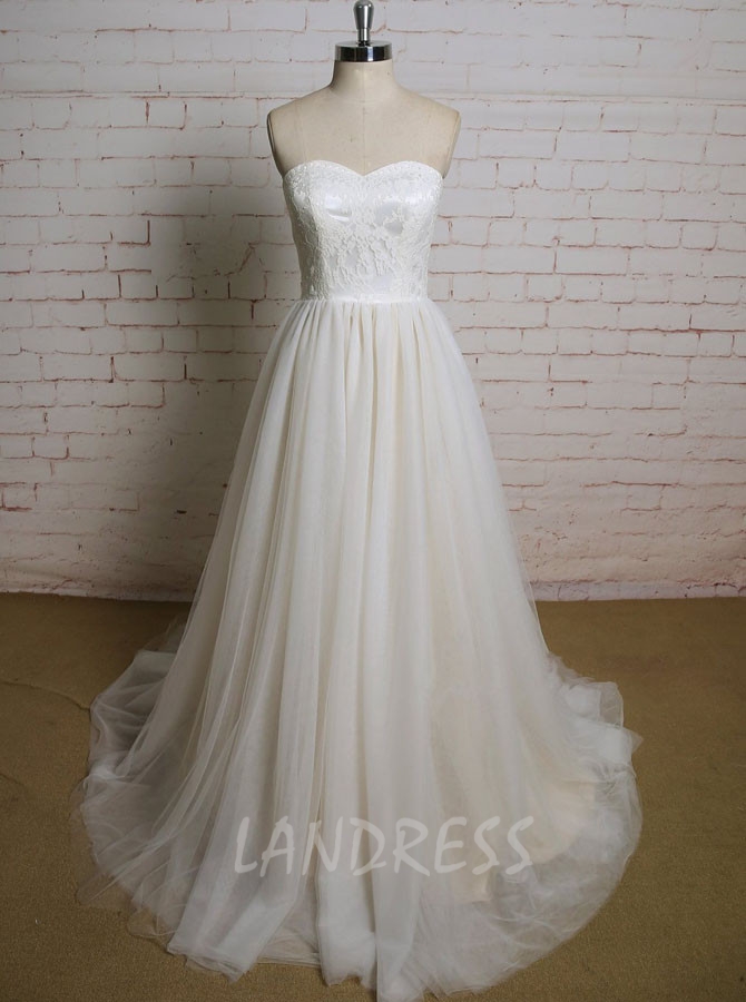 Simple champagne sale wedding dress