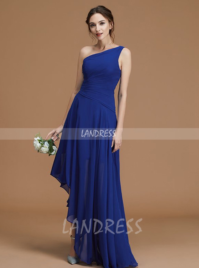 Royal blue one shoulder bridesmaid outlet dress