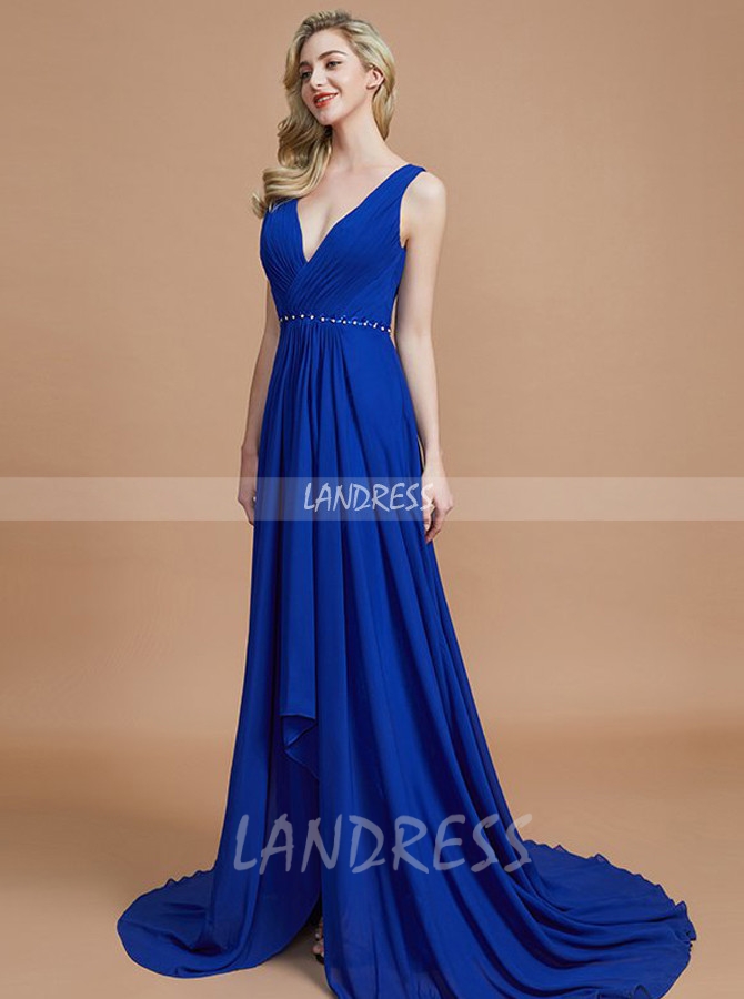 Royal blue hotsell chiffon bridesmaid dress