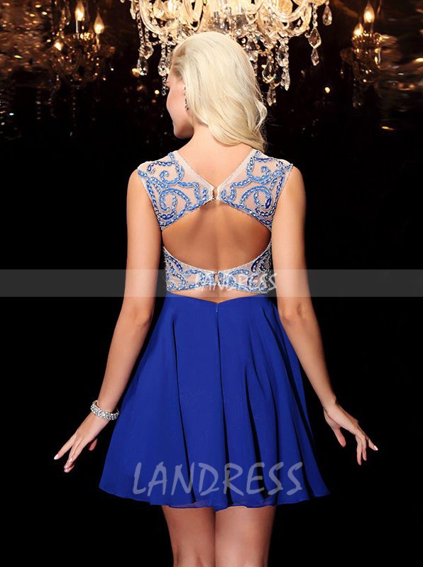 Royal blue and shop gold homecoming dress