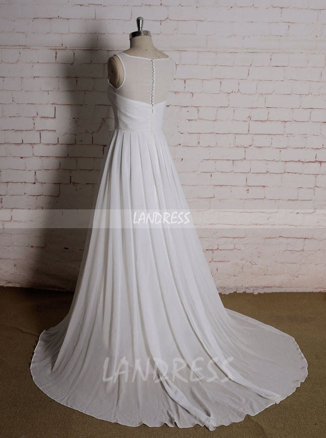 Simple Beach Wedding Dresses Pleated Chiffon Summer Wedding Dress Customize