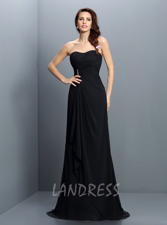 Long black hotsell bridesmaid dresses