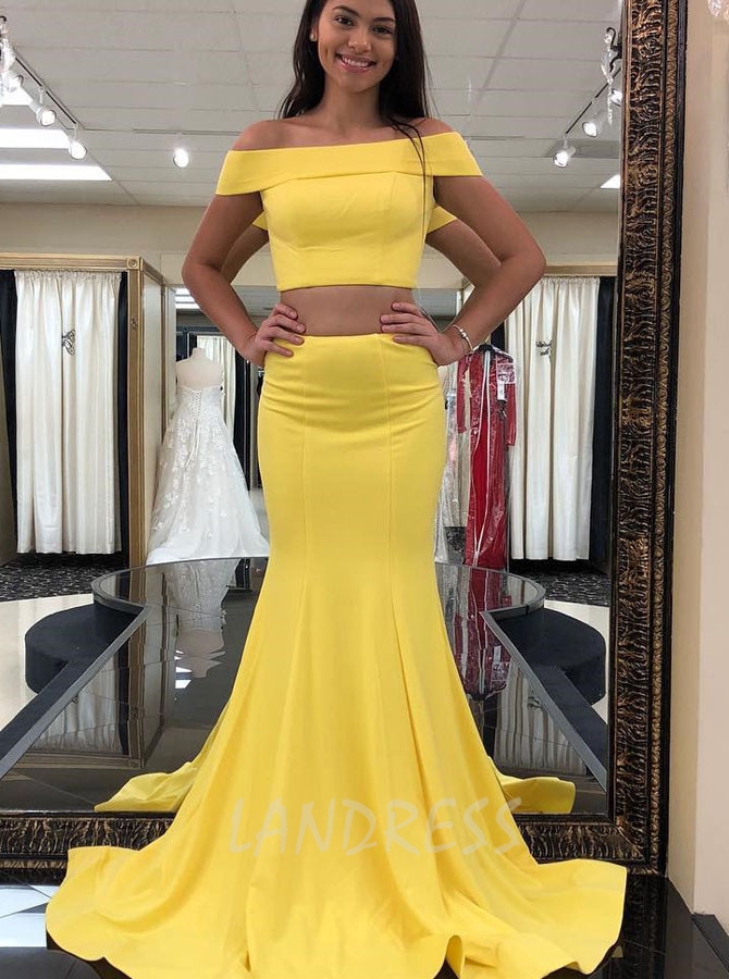 Yellow two sale piece formal dress