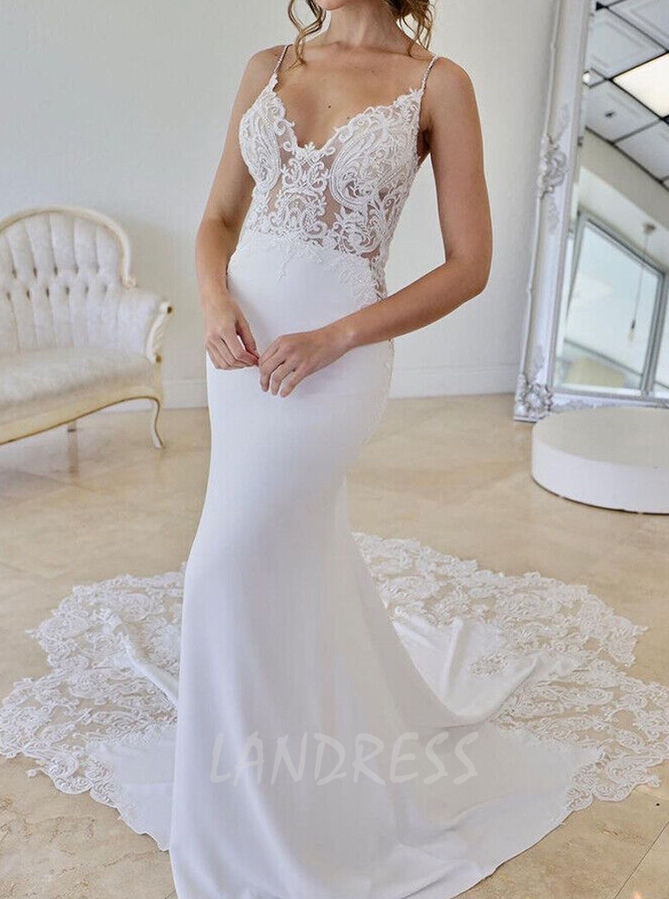 Spaghetti strap sale bridal gown