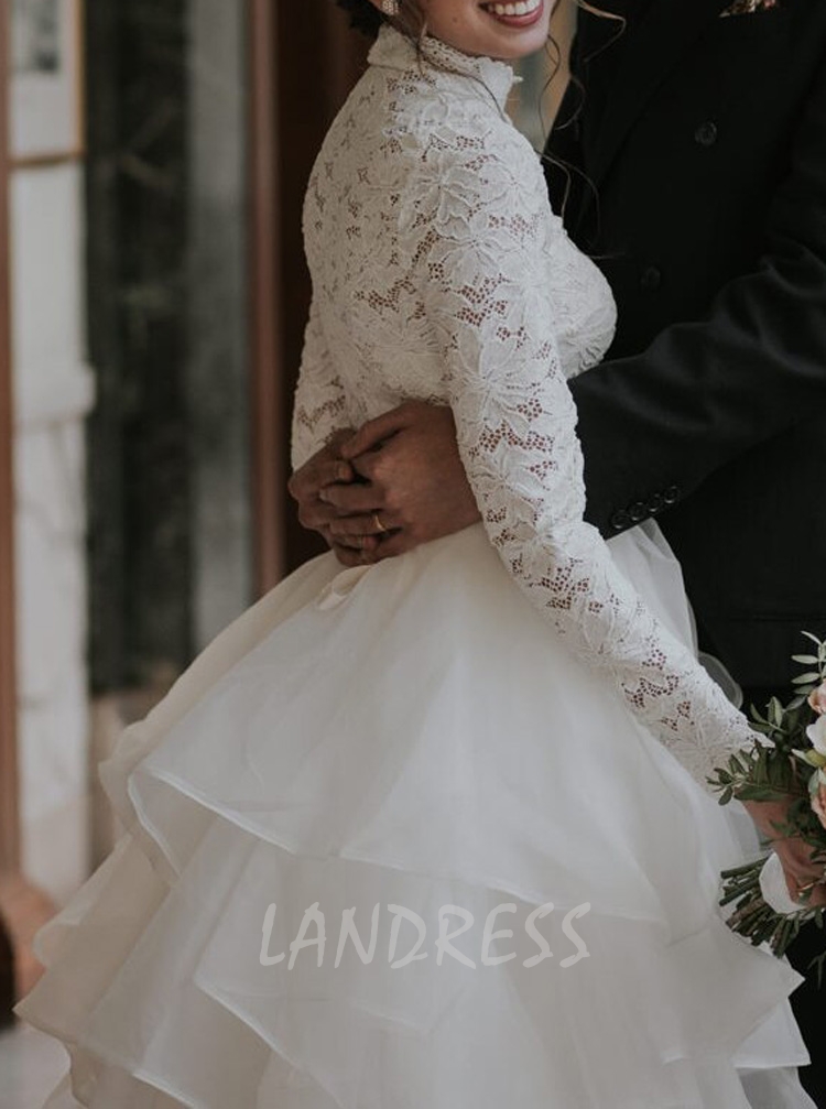 Organza layered wedding dress sale