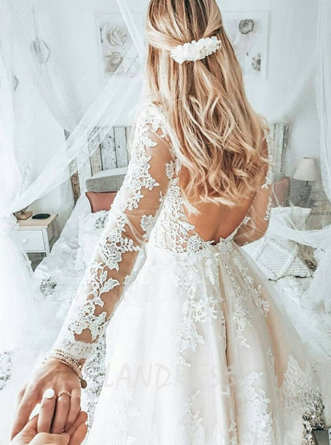 Long sleeve knee length wedding outlet dresses